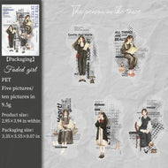 1pack/3pack Stickers Traceable People Series 10pcs Vintage Retro Journal Backgrounds Female Ephemera Collage Base Decals