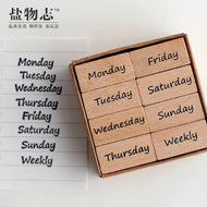 8pcs Date Week Day Mark Scrapbooking Stamps Planner Notebook Journaling Decorative DIY Card Making Hobby Wood Material Craft