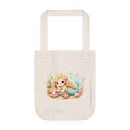 Cute Mermaid Canvas Tote Bag – Childlike Sea Creature Beach Market Bag