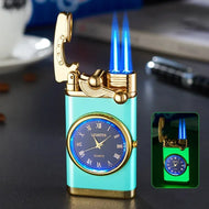 Windproof Gas Lighter Wrist Watch Cigar Lighter Outdoors Jet Double Tube Lighters Gadgets for Men Cigarette Accessories Fires
