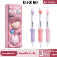 Kawaii Click Erasable Gel Pen Friction Thermo Erasable Pen with Grip for Students Smooth Writing Blue Black School Stationery