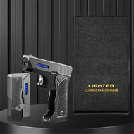 2 In 1 Jet Flame Lighter Windproof Creative Foldable Gun Plasma Dual Arc Lighter Butane Torch Turbo Cigar Lighter Funny Men Gift