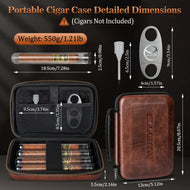 Travel Cigar Humidor Portable with 4 Cigar Tube, Leather Cigar Case Include V-Cutter, Cigar Accessories Gift for Cigar lovers