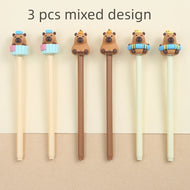 3 Pcs/lot 0.5mm Kawaii Capybara Gel Pens Signature Pen School Office Writing Supplies Gift Stationery Art Deco Pens