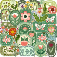10/30/50pcs Vintage Floral Plant Cartoon Stickers Aesthetic Waterproof Graffiti Stationery Diary Planner Retro Decoration Decals