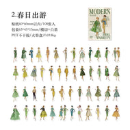 100pcs Vintage Ladies Stickers Junk Journal Ephemera Decorative Paper Doll Stickers Aesthetic Diary Album Scrapbooking Supplies