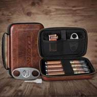 Travel Cigar Humidor Portable with 4 Cigar Tube, Leather Cigar Case Include V-Cutter, Cigar Accessories Gift for Cigar lovers