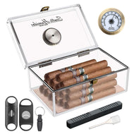 Scotte Cigar Case Humidors Acrylic Cigar Box Hygrometer Humidifier Hold 20 Cigars Include Cigar Cutters Cigar Punch Accessories