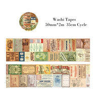 Journamm 30mm/40mm/50mm*2m Vintage Washi Tapes 35cm Cycle DIY Scrapbooking Decor Junk Journal Collage Stationery Craft Tapes