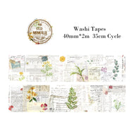 Journamm 30mm/40mm/50mm*2m Vintage Washi Tapes 35cm Cycle DIY Scrapbooking Decor Junk Journal Collage Stationery Craft Tapes