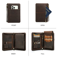 Contact's Family Leather Cigar Case With Lighter Cutter Pocket Travel Portable Humidor Box Cigars Accessories Handbag Men Gift