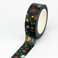 1X 10M Gold Foil Reindeer Snowflake Christmas Trees Snowman House Masking Washi Tape for Scrapbooking Planner Kawaii Papeleria