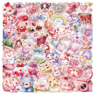 10/30/50pcs Cute Pink Valentines Day Cartoon Stickers Transparent Decals DIY Luggage Phone Laptop Love Confession Sticker Gift