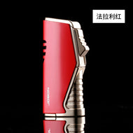 JOBON new Triple Torch Jet Metal Lighter Pipe Lighter with Cigar Cutter Visible Transom Windproof Flame Accessories Gadgets Men