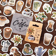 45pcs/box Vintage Rooftop Coffee Shop Stickers