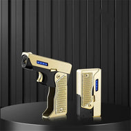2 In 1 Jet Flame Lighter Windproof Creative Foldable Gun Plasma Dual Arc Lighter Butane Torch Turbo Cigar Lighter Funny Men Gift