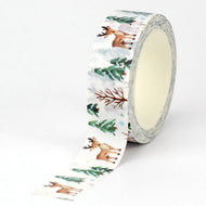 1PC. 10M Decorative Reindeer and Trees Christmas Washi Tape for Journal Material and Gift Wrapping Masking Tape Cute Stationery