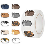 Cute Kitty Sticker Roll (500 Sheets) Decals for Planner Decoration, Envelope Sealing & Aesthetic Notebook Crafts