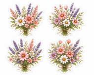 Highland Sweethearts — Cottage Wildflower Bouquet Sticker Set