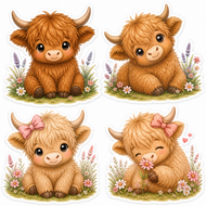 Highland Sweethearts — Baby Highland Cow Sticker Set