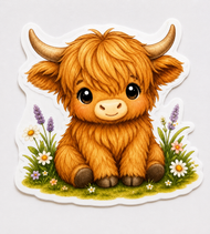 Highland Sweetheart — Cozy Highland Cow Handmade Vinyl Sticker