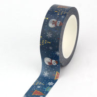 1X 10M Gold Foil Reindeer Snowflake Christmas Trees Snowman House Masking Washi Tape for Scrapbooking Planner Kawaii Papeleria