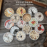 15Pcs Tim Holtz Style Watch clock vintage sticker Junk Journal Ephemera Retro DIY Album Aesthetic Stickers Scrapbooking Material