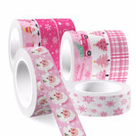 12 Rolls Christmas Pink Snowman Plaid Masking Washi Tape Party Handbook Label Sticker for Scrapbooking Diary Journal