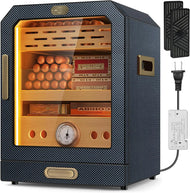 Cigar Humidor, Lighted Control Magnetic Door, with Cigar Accessory Drawer and 2 humidifiers 3 Layer Large Capacity Storage