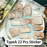 22Pcs France Style Vintage Stickers Junk Journal Ephemera Retro Label DIY Album Aesthetic Bottle Stickers Scrapbooking Material