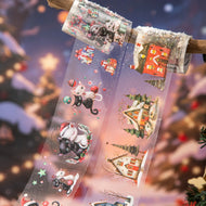 Christmas Die-Cut Washi Tape 1 Roll for Scrapbooking Journal DIY,Phone Case Decoration,Planner Stickers,Collage Art Supplies