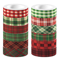 12 Rolls Christmas Plaid Masking Tape DIY Handbook Material Sticker Washi Tape Scrapbooking Birthday Gift Supplies