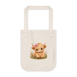 Cute Baby Cow Organic Canvas Tote — Adorable Floral Highland Calf Tote Bag