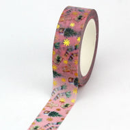 1X 10M Gold Foil Reindeer Snowflake Christmas Trees Snowman House Masking Washi Tape for Scrapbooking Planner Kawaii Papeleria