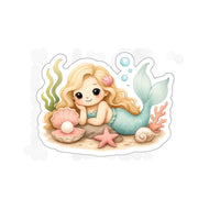 Mermaid Pearl Die-Cut Sticker — Cute Pastel Ocean Sticker for Laptops & Water Bottles