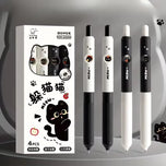 Kawaii Black & White Cat Gel Pen Set – 4 Piece Writing Pen Collection