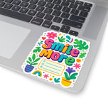 Smile More Colorful Vinyl Sticker — Positive Motivational Laptop Decal