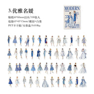 100pcs Vintage Ladies Stickers Junk Journal Ephemera Decorative Paper Doll Stickers Aesthetic Diary Album Scrapbooking Supplies