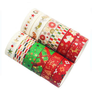 12 rolls/box, delicate Christmas pattern bronzing washi tape, suitable for holiday party DIY greeting card gift box decoration