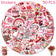 50pcs Valentine‘s Day Cake Flower Stickers Decals For Laptop Scrapbook Skateboard Helmet Guitar DIY Cartoon Aesthetic Stickers