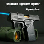 New Cigar Ignifier Gun Lighter & Cigarette Case Butane Inflatable Windproof Blue Flame Cigarettes Lighters & Smoking Accessories