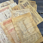 12 Sheet Coffee Dyed English Big Bill Ticket Material Paper Junk Journal Ephemera Handmade Craft Paper DIY Scrapbooking Material