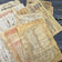 12 Sheet Coffee Dyed English Big Bill Ticket Material Paper Junk Journal Ephemera Handmade Craft Paper DIY Scrapbooking Material