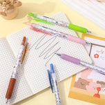 5pcs Cartoon Kawaii Gel Pen 0.55mm Refill Press Pen Black Pen Student Stationery School Writing Supplies animation Birthday Gift