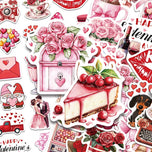 50pcs Valentine‘s Day Cake Flower Stickers Decals For Laptop Scrapbook Skateboard Helmet Guitar DIY Cartoon Aesthetic Stickers