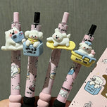 4Pcs/Set Kawaii Cat Gel Pens 0.5mm Quick-Dry Black Ink-Smooth Writing Retractable Pens Cute Stationery Student Reward Gifts