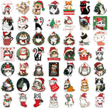 50pcs Cute Christmas Cat Graffiti Stickers Aesthetic DIY Luggage Bike Phone New Year Gift Decoration Sticker Toy