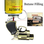 Cool Gun Shape Jet Flame Torch Lighter Adjustable Flame Windproof Refillable Butane for Cigar Gifts Outdoor (Without Butane Gas)