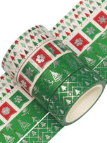 12 rolls/box of Christmas tree red green color washi tape, DIY photo album gift decoration supplies, foil stamping craft.