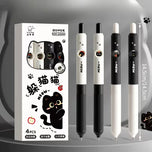 Kawaii Black & White Cat Gel Pen Set – 4 Piece Writing Pen Collection